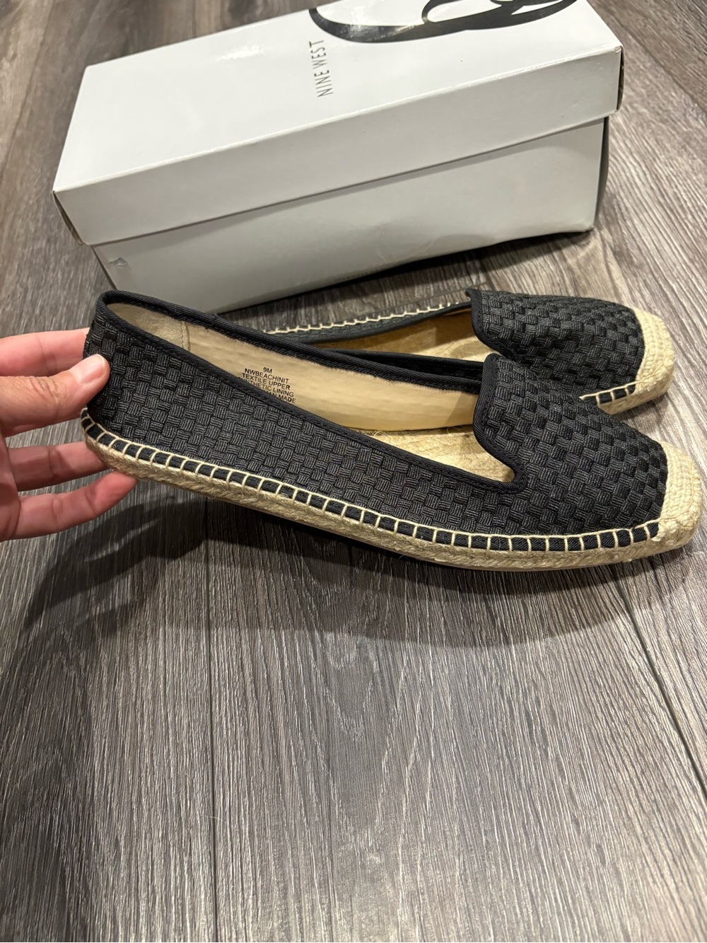 Nine West Black Woven Espadrille Slip-Ons
